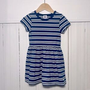 PETIT BATEAU EUC 100% Cotton Basic Navy Striped Nautical Short Sleeve Dress